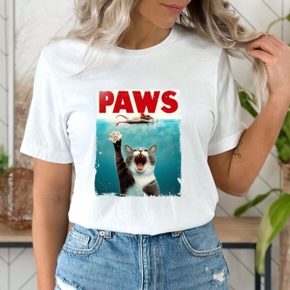 Tops - Paws Cute Cat Shirt, Funny Cat Lover Shirt, Meow Parody Shirt